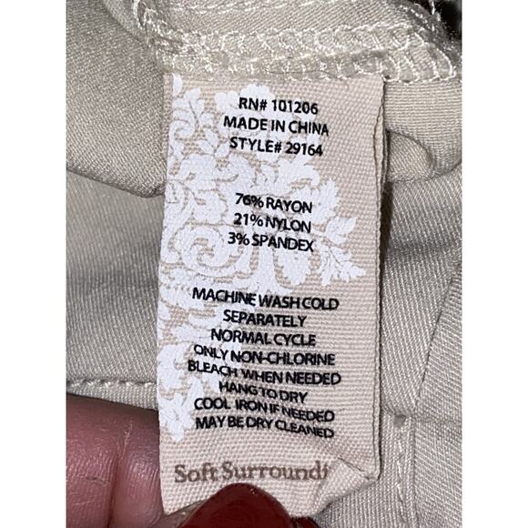 Soft Surroundings Medium Beige Stretch Ankle Pants Pull-On Leggings Travel - Picture 5 of 6